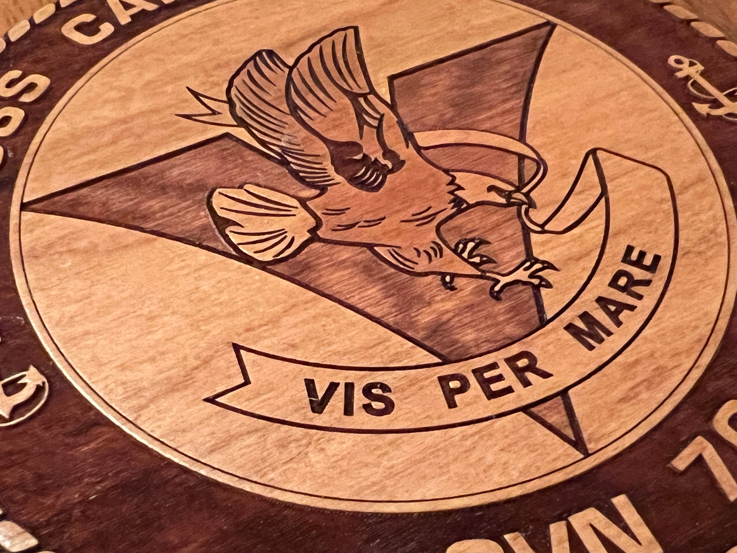 USS Carl Vinson (CVN 70) Coaster – US Navy Aircraft Carrier – Laser Engraved Cherry Wood Coaster – Solid Wood Navy Gift