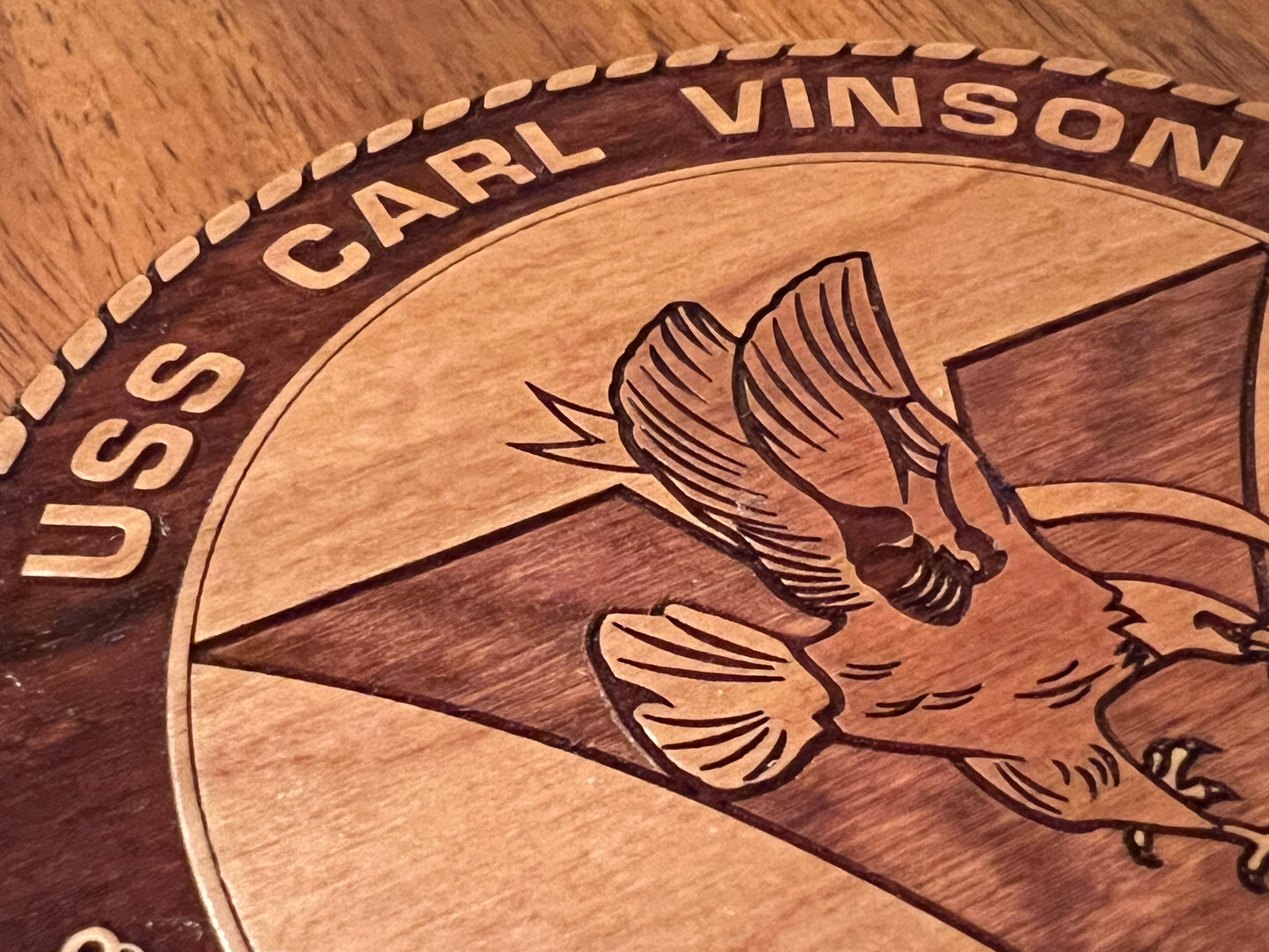 USS Carl Vinson (CVN 70) Coaster – US Navy Aircraft Carrier – Laser Engraved Cherry Wood Coaster – Solid Wood Navy Gift