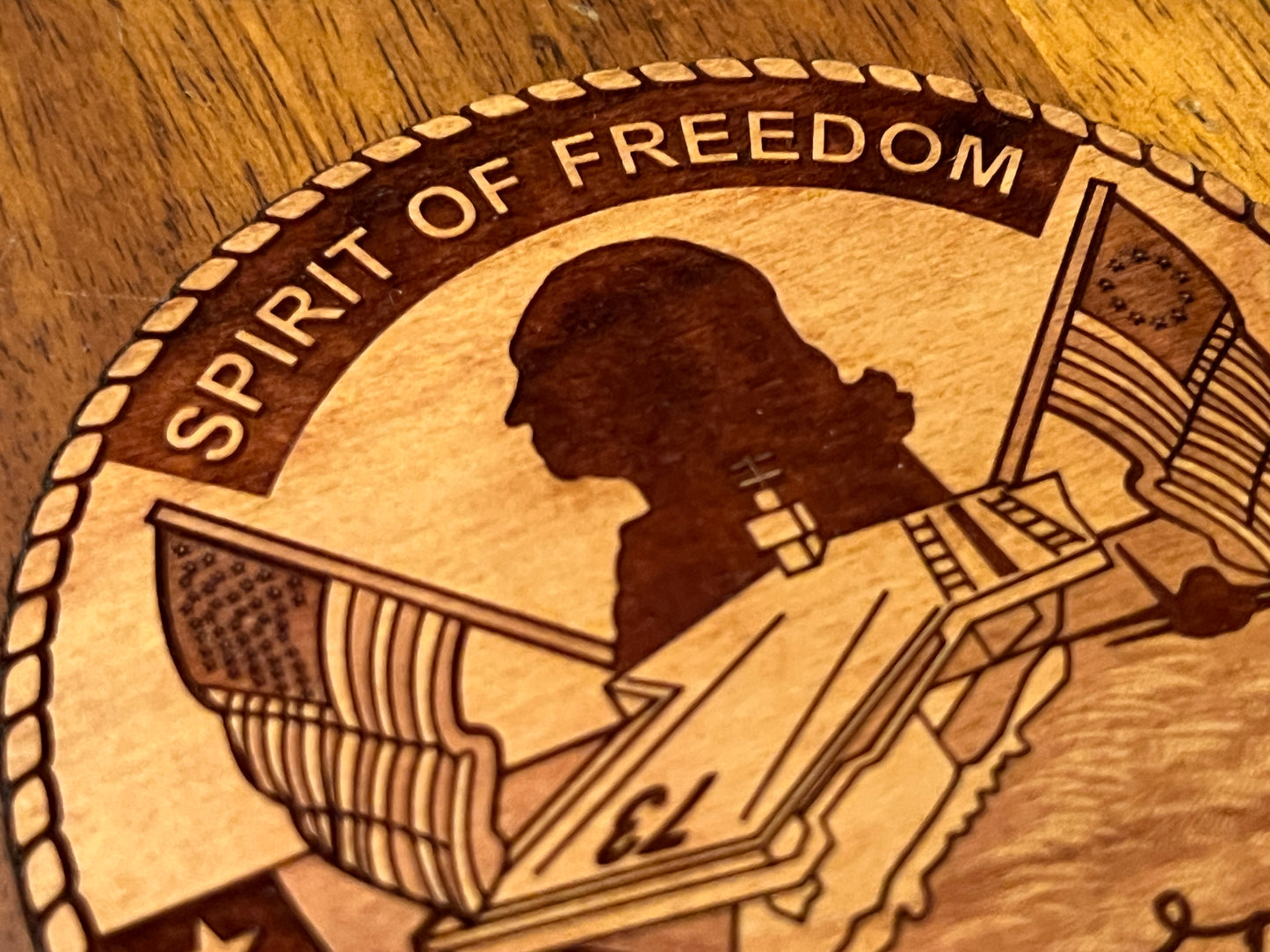 USS George Washington (CVN 73) Coaster – US Navy Aircraft Carrier – Laser Engraved Cherry Wood Coaster – Solid Wood Navy Gift