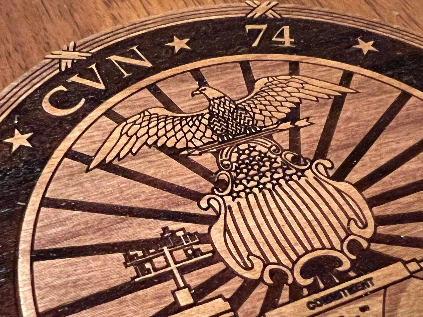 USS John C. Stennis (CVN 74) Coaster – US Navy Aircraft Carrier – Laser Engraved Cherry Wood Coaster – Solid Wood Navy Gift
