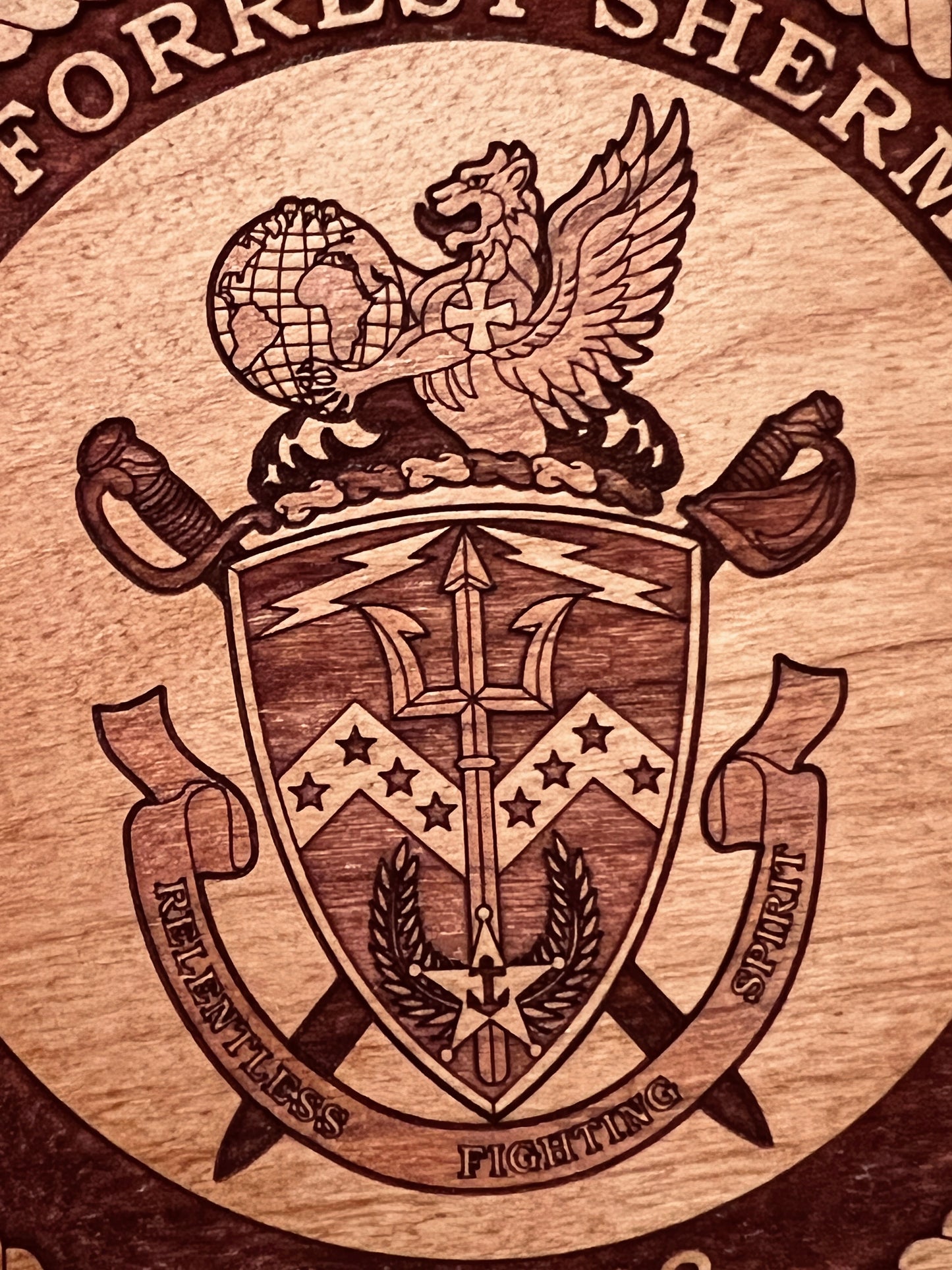 USS Forrest Sherman (DDG 98) Laser Engraved Cherry Wood Coaster – Solid Wood Navy Gift
