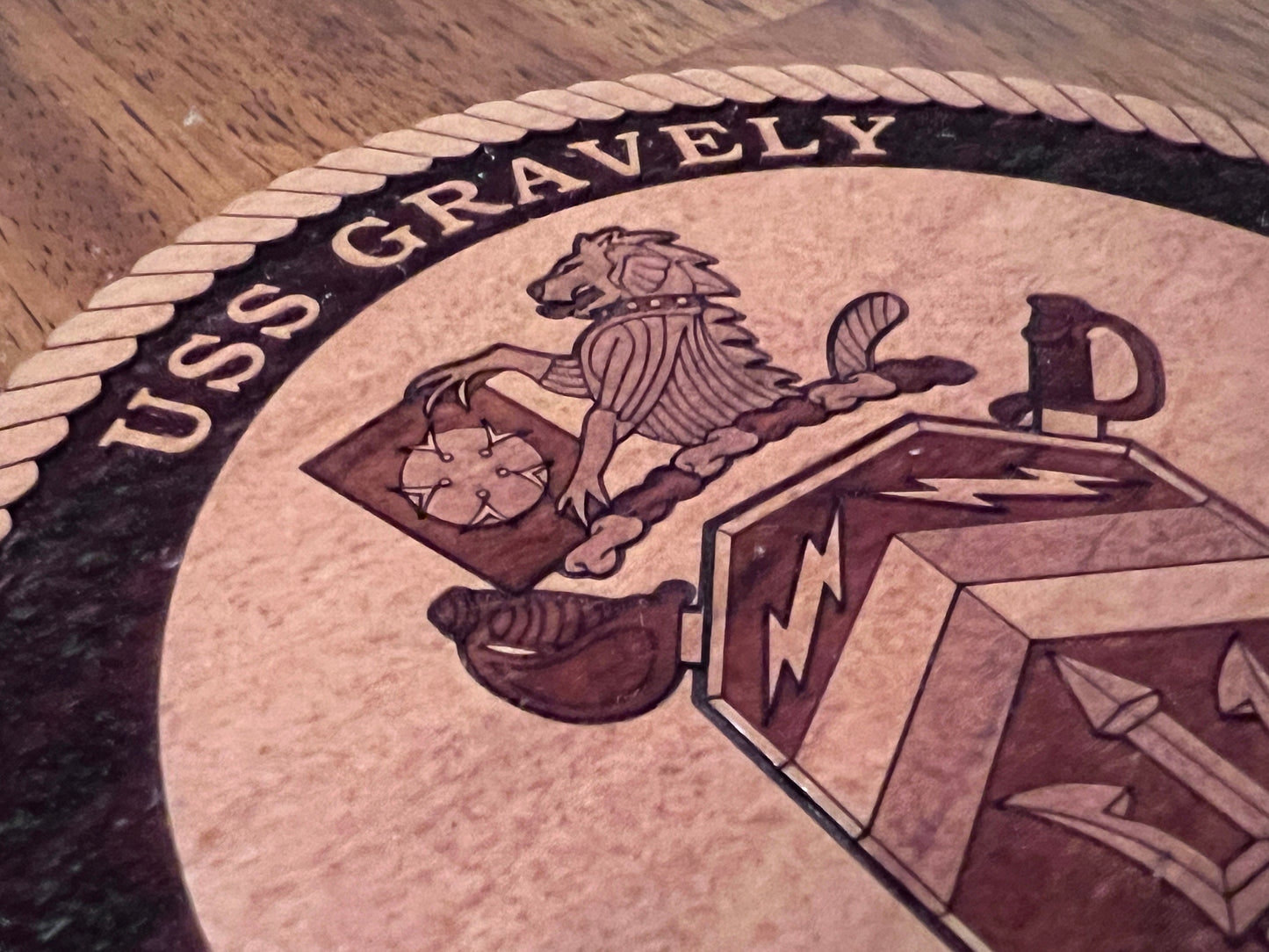 USS Gravely (DDG 107) Laser Engraved Cherry Wood Coaster – Solid Wood Navy Gift