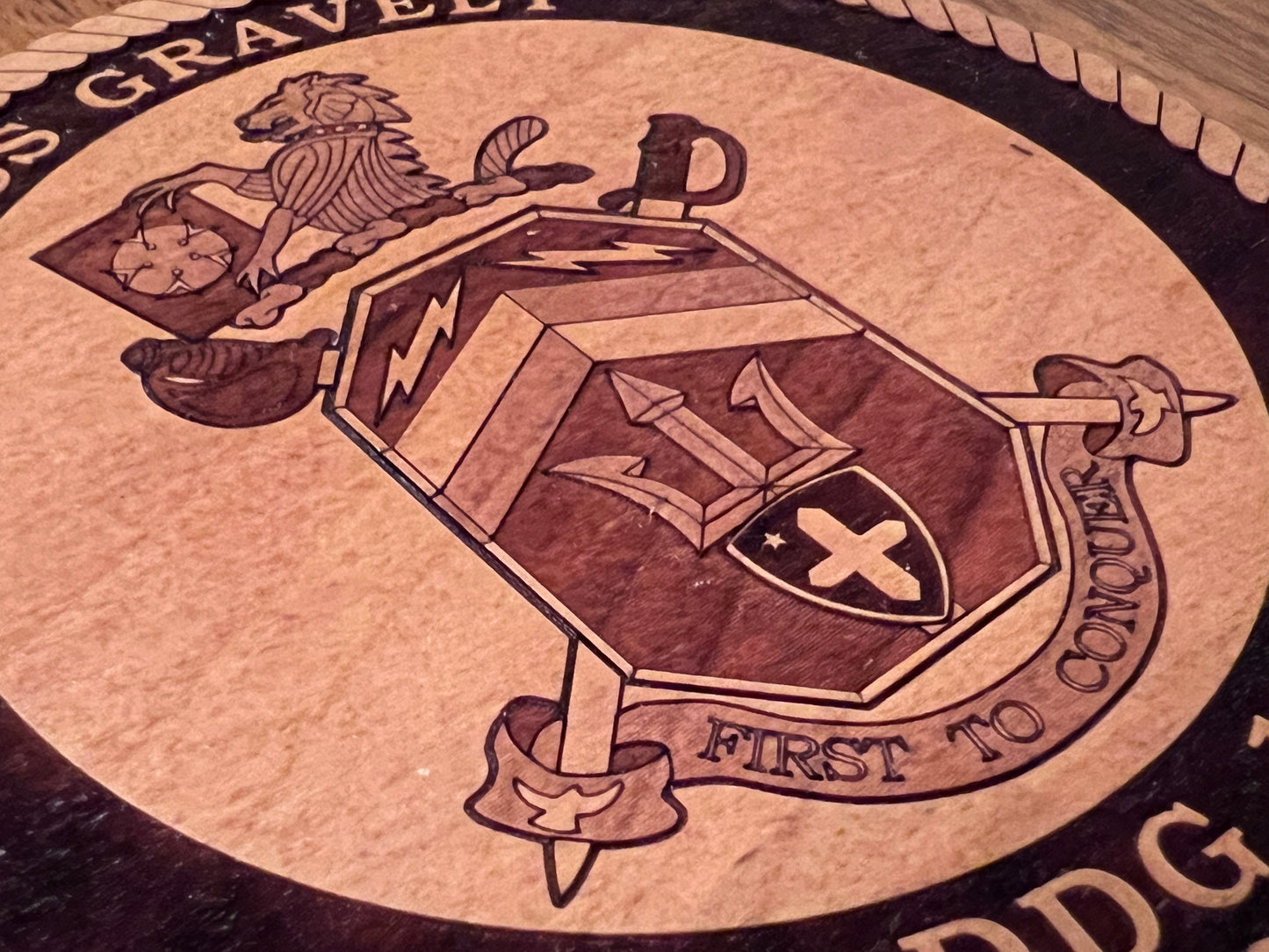 USS Gravely (DDG 107) Laser Engraved Cherry Wood Coaster – Solid Wood Navy Gift